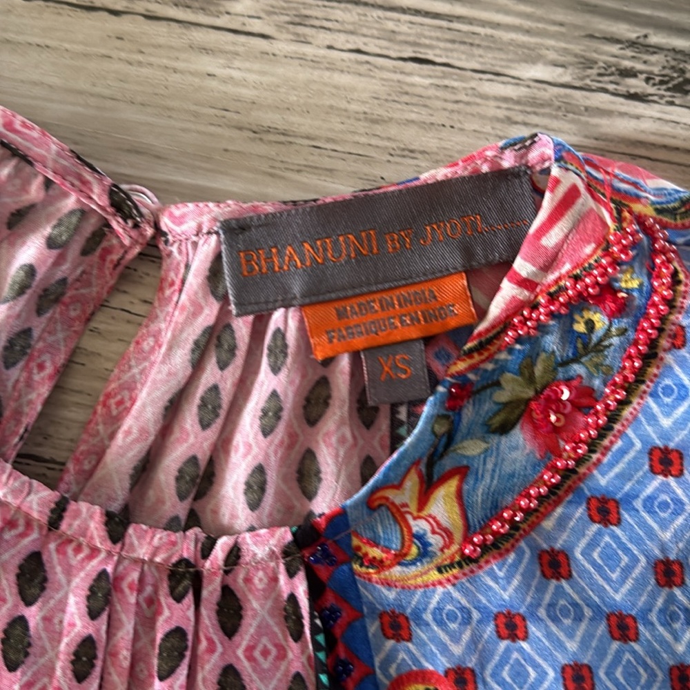 BHANUNI by JYOTI Emilia Beaded Peasant Blouse Shirt Boho Current $176 Current - Picture 15 of 16